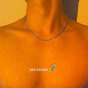 NFF嘻哈輕奢小眾鈦鋼項(xiàng)鏈男ins冷淡風(fēng)極簡歐美街頭鎖骨鏈潮麻花鏈