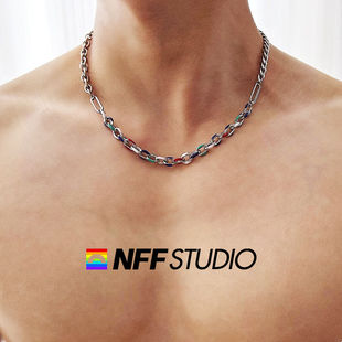 NFF迷幻炫酷拼接钛钢项链男轻奢小众设计高级感嘻哈锁骨链潮配饰