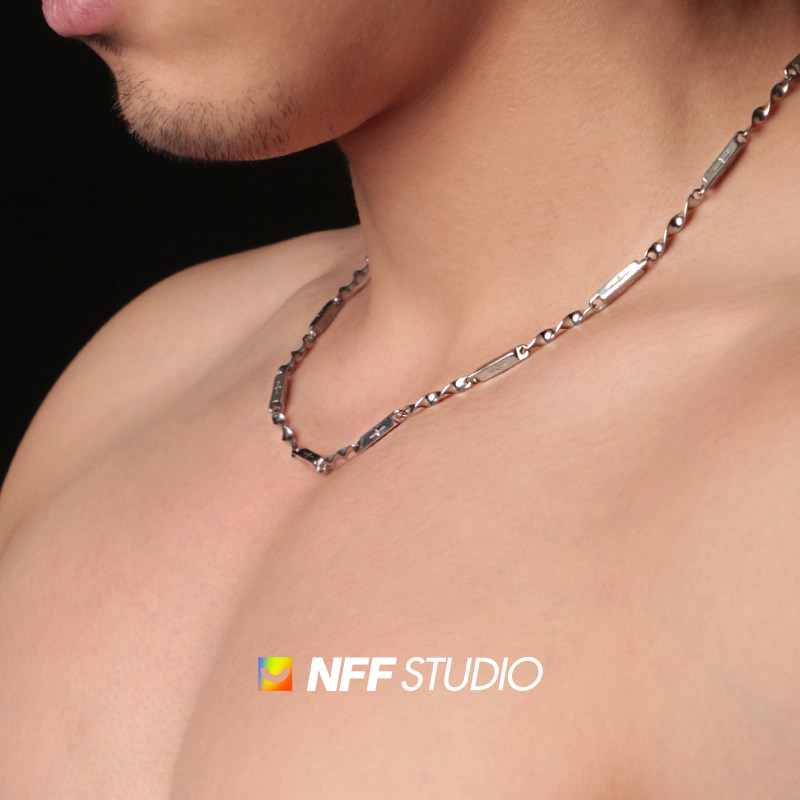 NFF十字竹节扭曲钛钢项链时尚不掉色链男项链小众设计冷淡风配饰