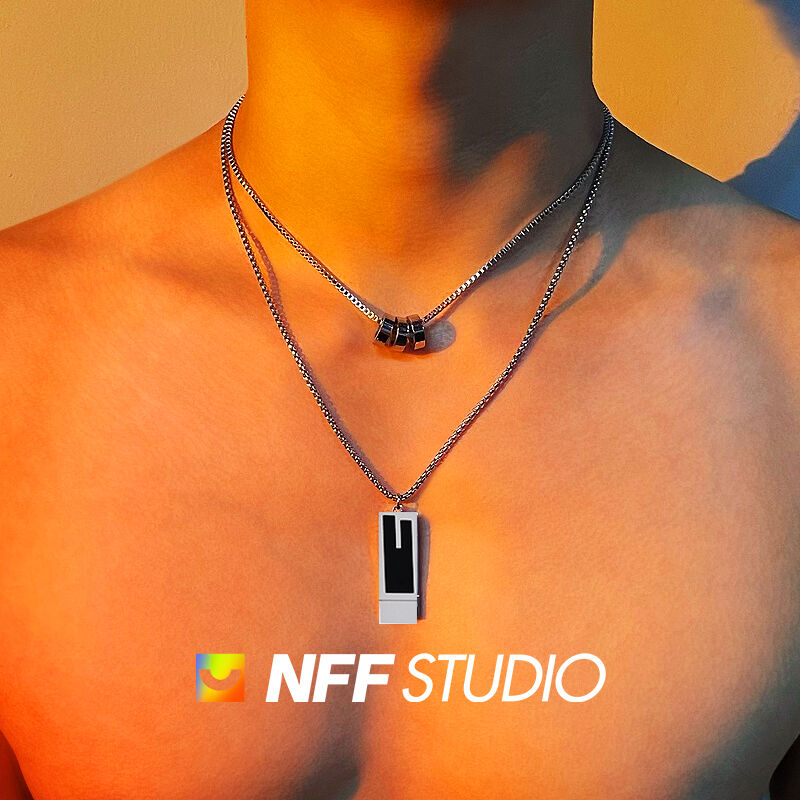 NFF嘻哈吊坠钛钢双层项链男
