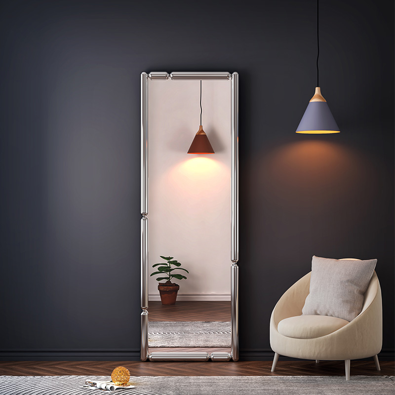 北欧不锈钢昆斯中古落地全身镜