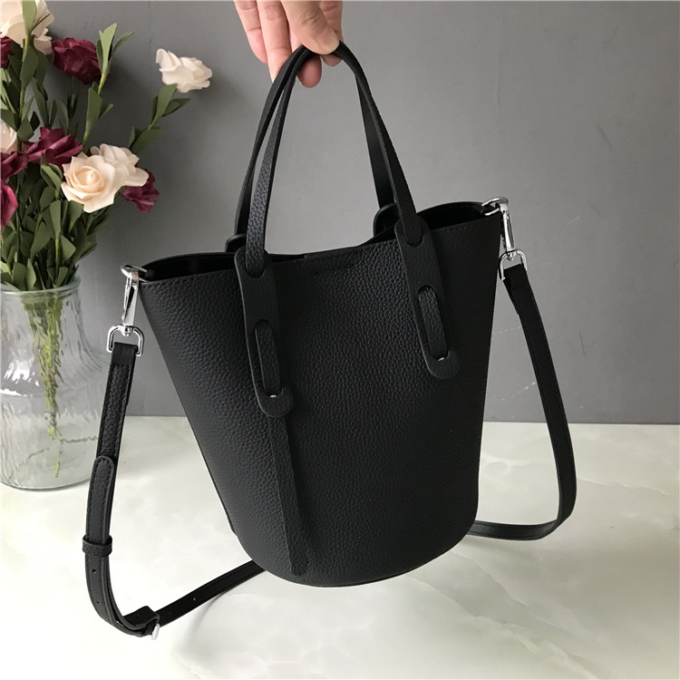 thumbnail for Foreign trade company original single tail goods とご cowhide bucket bag new tide leather women's cabbage basket portable crossbody bag