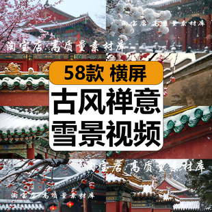 冬天季下雪天古风禅意境雪景建筑屋檐宫墙特写高清短视频剪辑素材