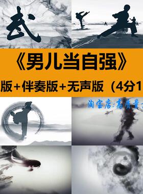 男儿当自强歌曲武术跆拳道中国功夫表演出舞台LED大屏幕背景视频