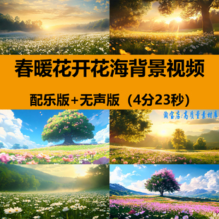 4K高清春暖花开花海世界唯美春天自然风景LED大屏幕背景视频素材