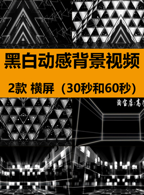 黑白三角形立体空间动感线条光线效果酒吧舞台LED背景视频VJ素材