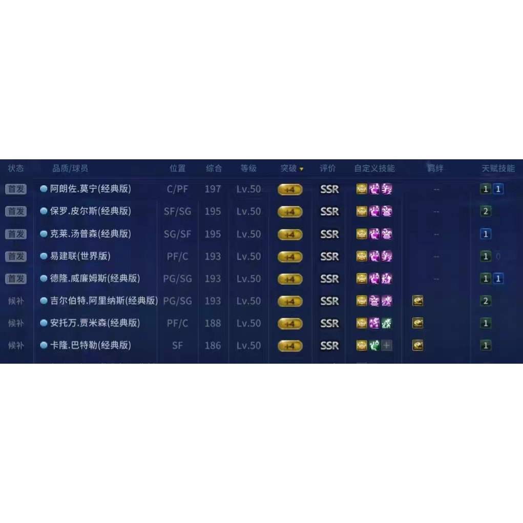 nba2kol账号斯台 SSR二级非卖汤普森 SSR二级非卖莫宁