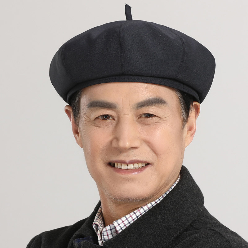 八角帽男款贝雷帽中老年画家帽秋冬中老年人帽子薄款老头帽南瓜帽 - 实物图