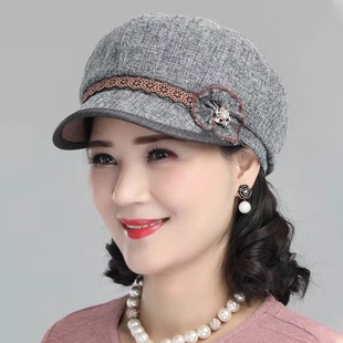 帽子女款2025新款中年妈妈女士薄款布帽老人奶奶春秋老年人鸭舌帽