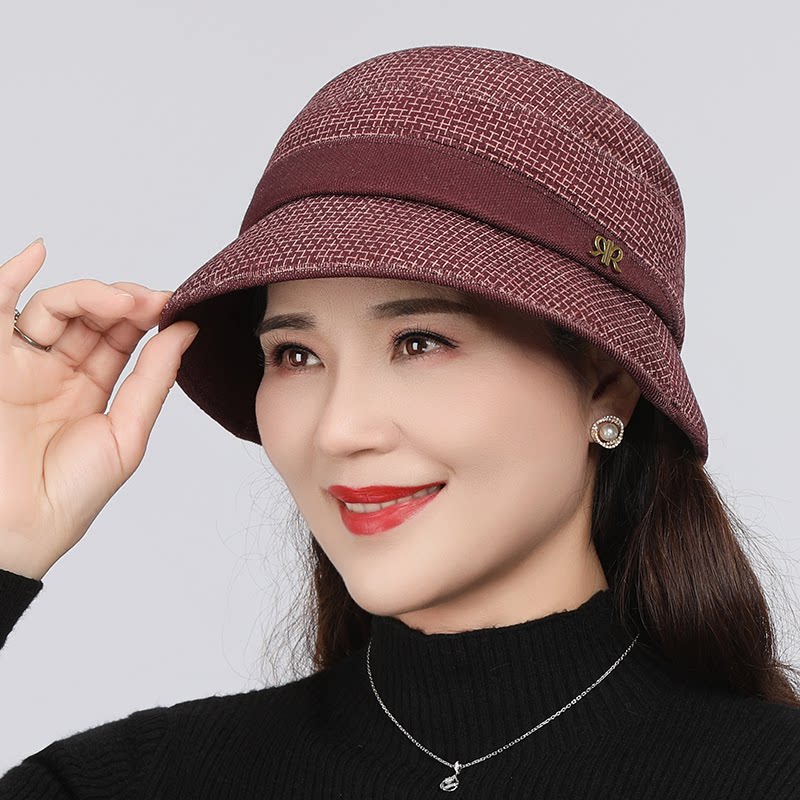 妈妈帽子女冬季2025新款渔夫帽中老年人中年女士休闲百搭毛呢盆帽