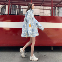 立领套头迷彩外套女 2019学生bf潮流原宿风宽松新款 春秋季 夹克韩版