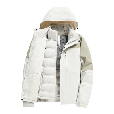 羽绒户外冲锋衣三合一可拆卸防风防水旅行登山服