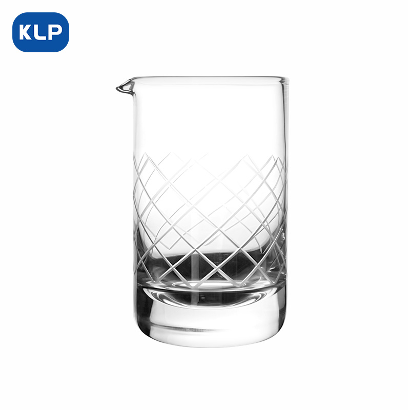 KLP日式水晶鸡尾酒调酒搅拌杯无铅加厚玻璃手工雕花家用调酒器具
