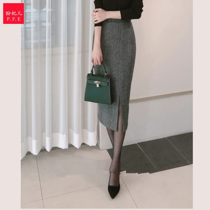 盼妃儿高腰修身中长款包臀裙