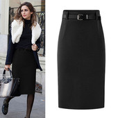 秋冬韩版 弹力一步裙修身 毛呢中裙及膝包臀裙OL职业显瘦高腰半身裙