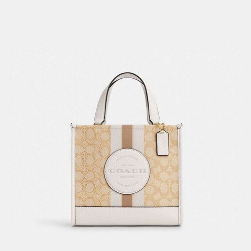 COACH/蔻驰女包手提斜挎托特包女粉色方形托特包送女友礼物-新