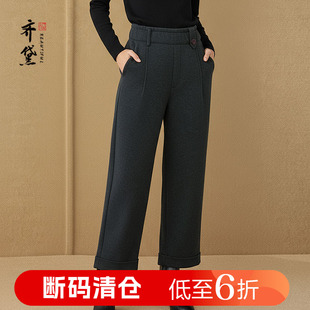 裤 中老年人妈妈加厚弹性高腰舒适宽松大码 子 女秋冬新款 灰色休闲裤