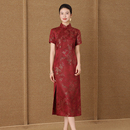 改良旗袍中式 齐黛妈妈真丝桑蚕丝连衣裙2025新款 礼服喜婆婆婚宴裙