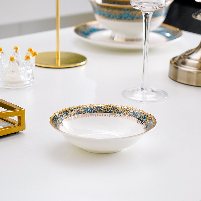 韩式汤碟浮雕金工艺骨瓷蘸碟味碟