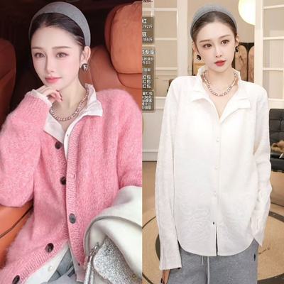 【粉红粉丝专享】设计师款100%羊毛提花纯色荷叶领袖开衫1453款