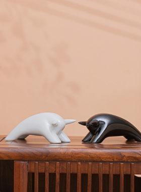 九璞陶瓷生肖牛摆件玄关招财