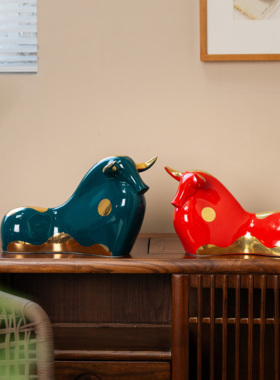 景德镇陶瓷生肖牛风水摆件