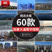 加拿大温哥华地标城市建筑风光夜景人文人流交通车流高清视频素材