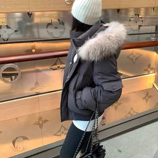 大貉子毛领羽绒服女2025冬季新款韩版小个子加厚保暖短款连帽外套