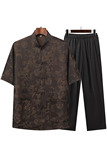 T212P75Z中老年唐装风盘扣汉服夏季短袖居士服太极服爸爸装，男装民族服装，星座1108-2