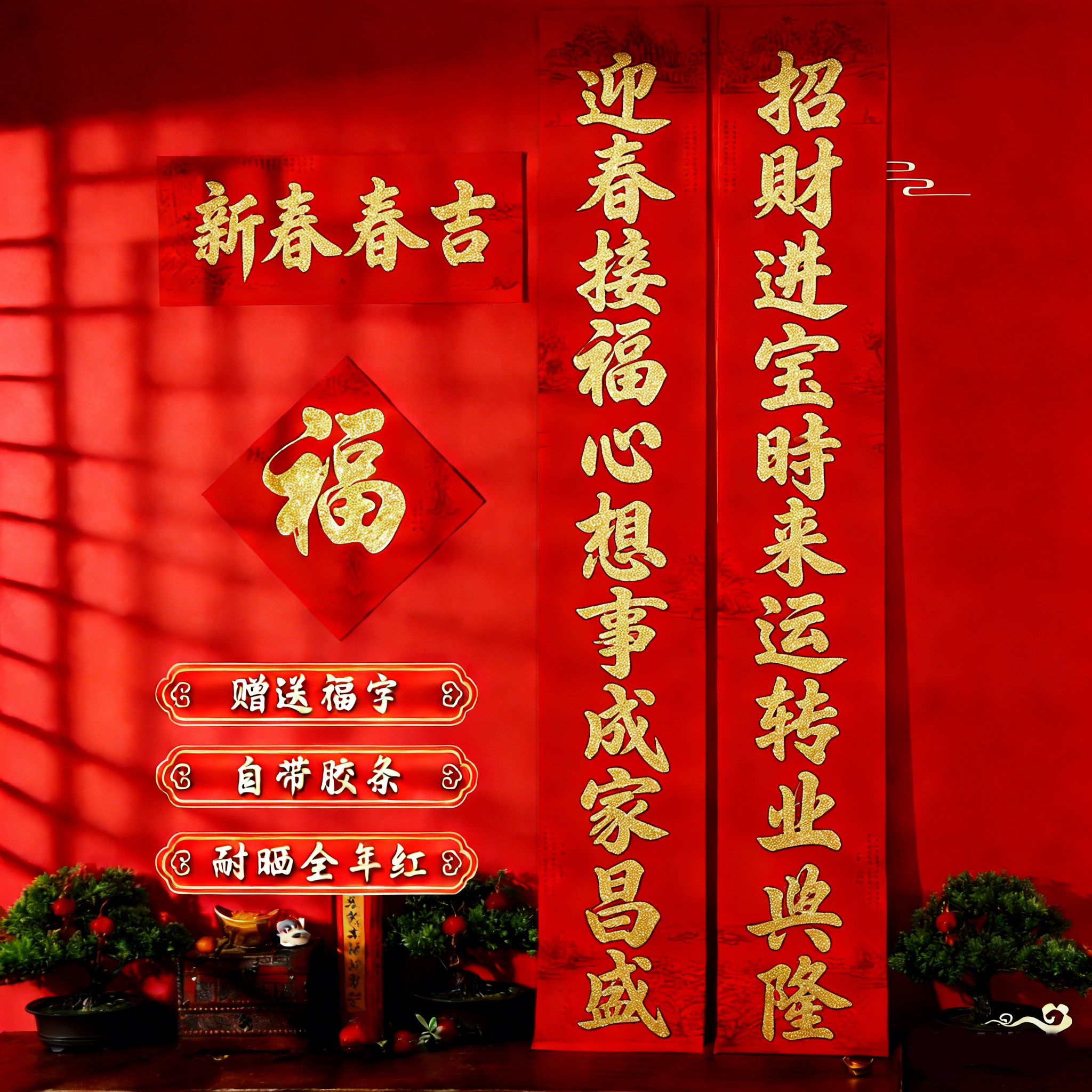 新年对联春联2026马年新款农村大门过年乔迁对联横批俩福字大礼包,节庆用品/礼品,对联,淘宝优惠券,粉丝福利购,淘宝优惠卷