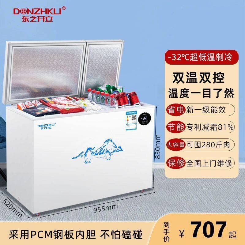 东之开立车载冰箱冷柜双温小冰柜商用冷冻冷藏卧式大容量迷你版