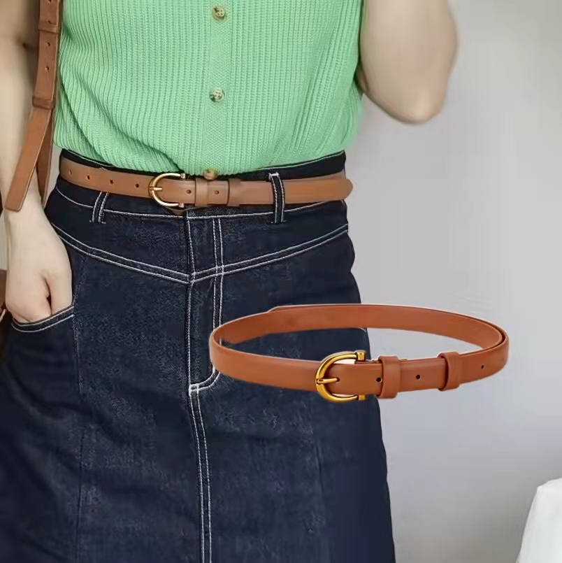 复古真皮休闲风棕色腰带三木同款