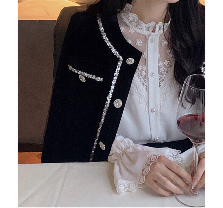 「梦回巴黎」法式复古名媛赫本风小香丝绒短外套上衣女秋