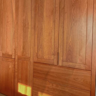 美式复古北美樱桃实木定制衣柜嵌入式大容量储物柜卧室家具