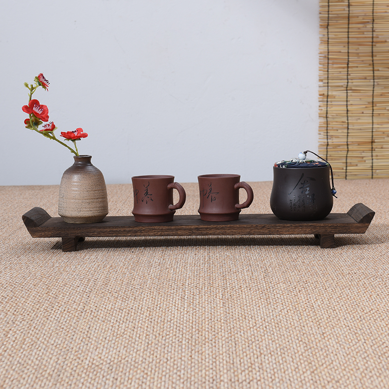 烧桐木茶盘茶杯托家用茶架展示架