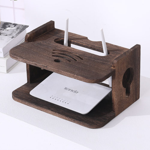实木路由器收纳盒墙上机顶盒托架