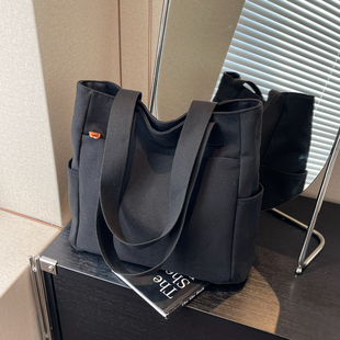 2025新款女包简约休闲单肩包帆布托特包日韩版百搭通勤手提大包包