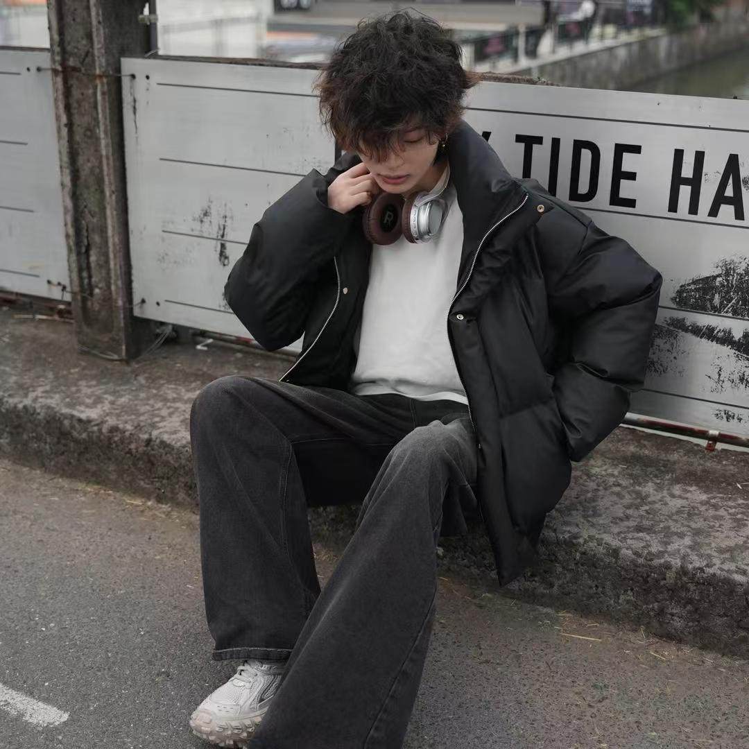 (网络图慎用有大货)休闲纯色PU皮加厚立领机车棉服313B-Y666-P70,男装棉衣,星座313B
