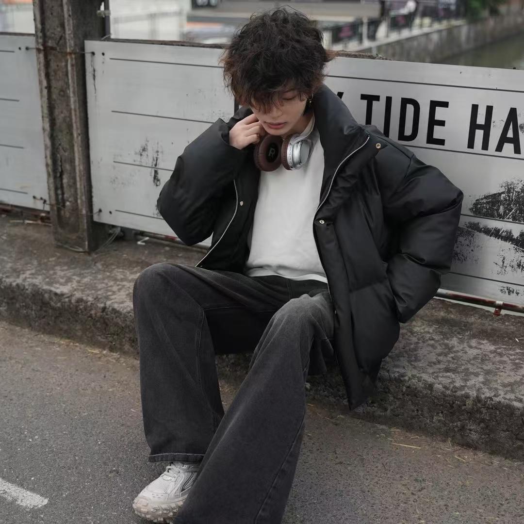 (网络图慎用有大货)休闲纯色PU皮加厚立领机车棉服313B-Y666-P70,男装棉衣,星座313B