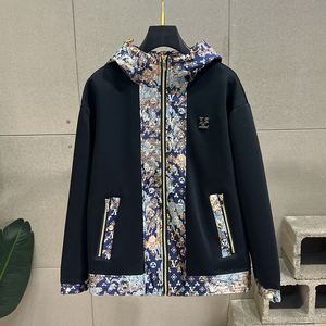 春秋休闲潮男连帽夹克上衣潮流男士DAVID拼接外套 313B-JK73-P130图片