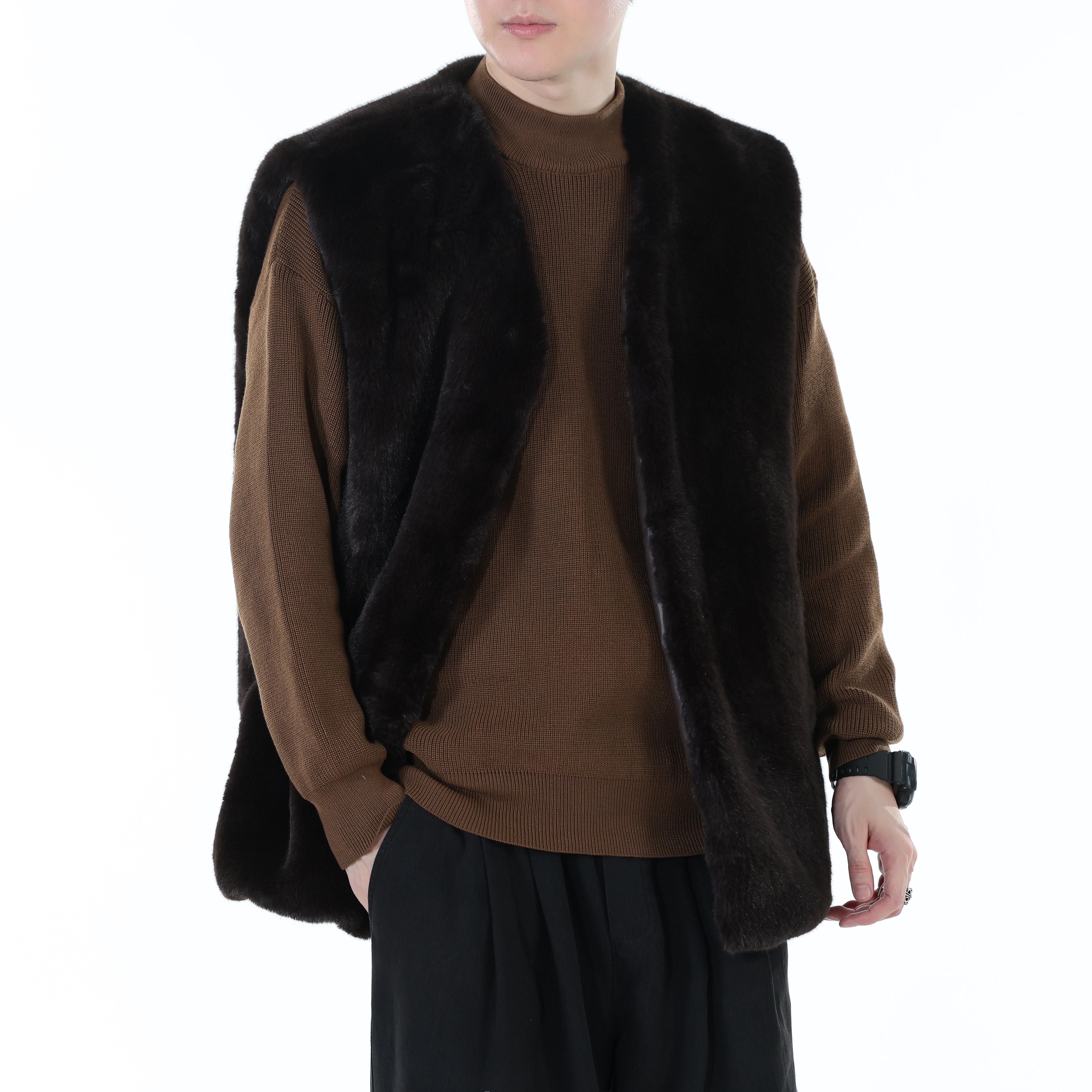 秋冬高仿版男女同款仿貂毛马甲仿兔毛纯色坎肩313B-NC25213-P60,男装背心/马甲,星座313B