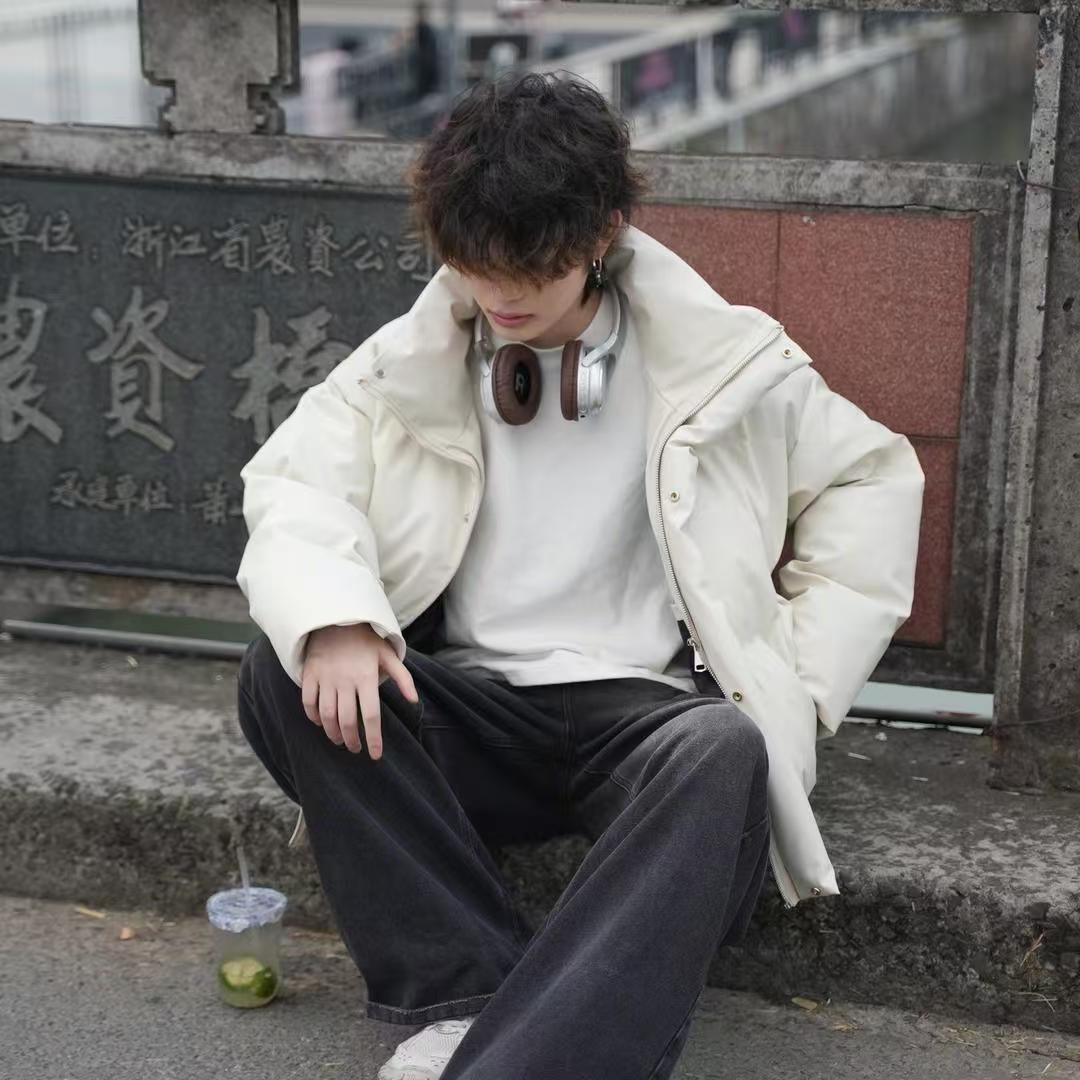 (网络图慎用有大货)休闲纯色PU皮加厚立领机车棉服313B-Y666-P70,男装棉衣,星座313B