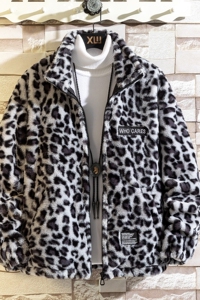 冬季豹纹满纹加厚里子加棉休闲棉服男韩版潮流棉衣313B-B011-P70图片
