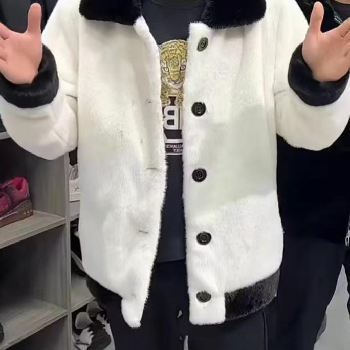 (网络图慎用有大货)黑白仿水貂绒男士翻领秋冬外套313B-H91-P148,女装短外套,星座313B