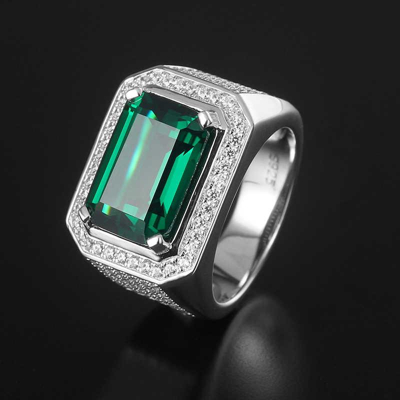 轻奢宝石戒指男925银精工镀金