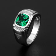 Caibao emerald men's ring Korean version personality trendy sterling silver gold-plated ring men's trendy men's ring custom lettering