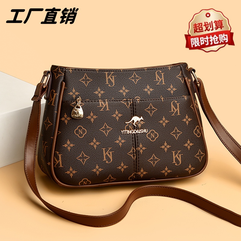 真皮女包时尚女士印花大容量软皮