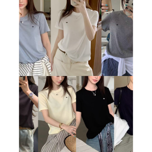 女 圆领百搭气质显瘦莱赛尔羊毛小马短袖 深圳高端2026早春新款 时尚