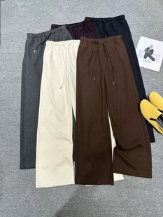 松紧腰抽绳醋酸羊绒直筒休闲裤 深圳欧洲站25秋季 新款
