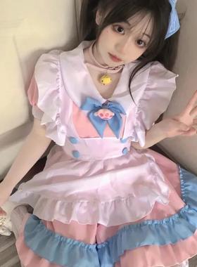 可爱女仆粉蓝色猫萝莉洛丽塔lo裙套装二次元cos服装大码